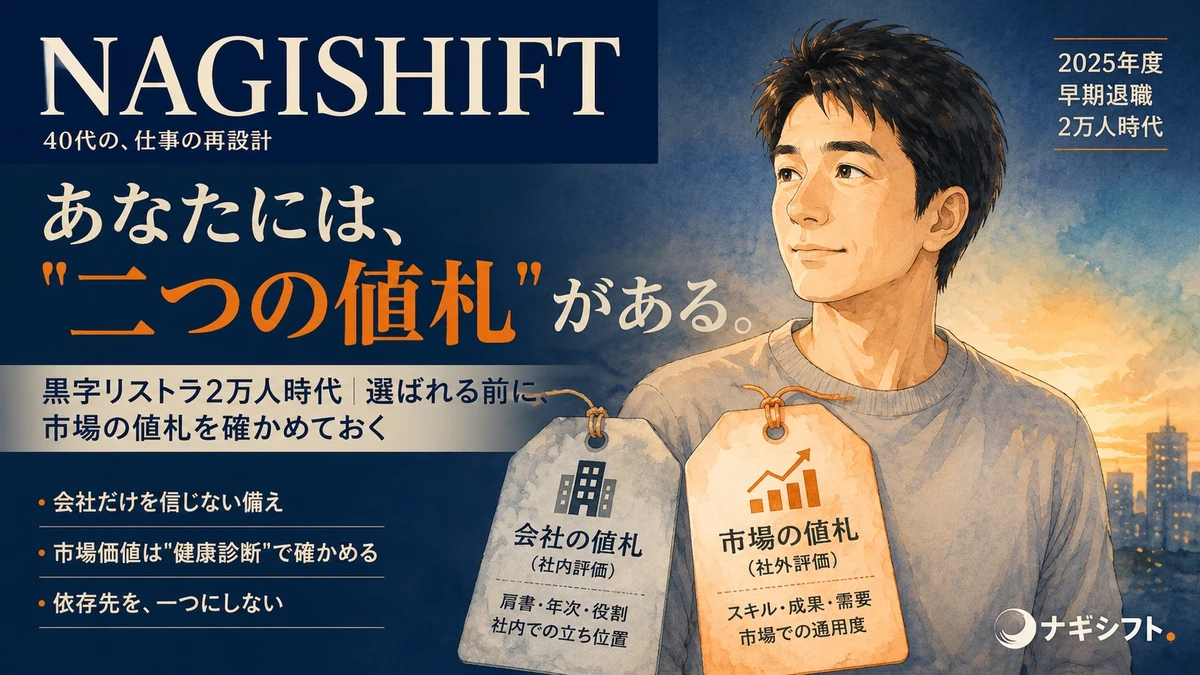 黒字リストラ2万人時代｜あなたには二つの値札がある。市場の値札を確かめておく