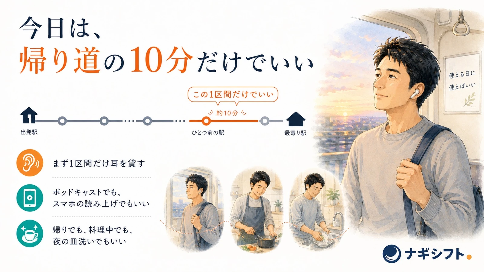 今日は帰り道の10分だけでいい｜まず1区間だけ耳を貸す・無料の読み上げでもいい